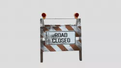Road barrier "ROAD CLOSED"