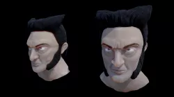 Wolverine Face(Sculpt and Low-Poly)