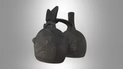 A vessel with an anthropomorphic bust on th cast