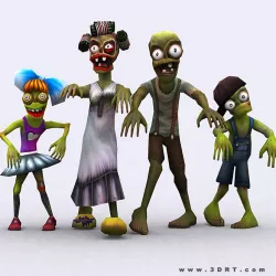 3DRT - Toonworld Zombie Family Low-poly  3D model