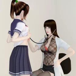 Akari doctor and Natsumi schoolgirl pose 01 3D model