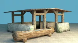Big medieval stable Low-poly  3D model