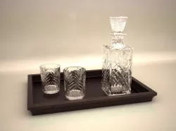 Bottle of whiskey with glasses 3D model