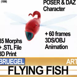 Bruegel Flying Fish Poser Daz Animation Stl 3D model