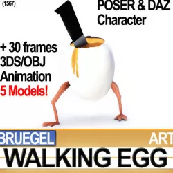 Bruegel Walking Egg Character Poser Daz Animation 3D model