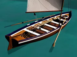 Captain Gig Boat  19th Century Low-poly  3D model