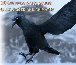 Crow Rigged and Animated Low-poly  3D model