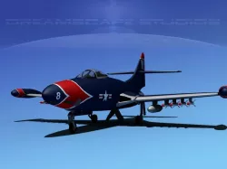 Grumman F9F-5 Panther USMC V01 3D model