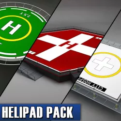 Helipad helicopter pad pack 3D model