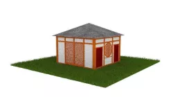 Japanese House with Inside Low-poly  3D model