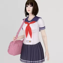 Mariko schoolgirl pose 01  3D model