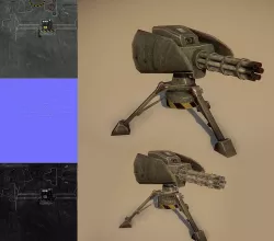 Minigun turret Low-poly  3D model