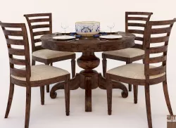 Round Table and Chair Set 3D model