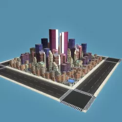 Sci-Fi City Block  Low-poly  3D model