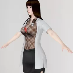  T pose nonrigged model of Akari in doctor outfit 3D model