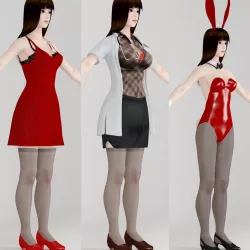  T pose nonrigged model of Akari with various outfit  3D model