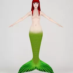  T pose nonrigged model of little mermaid 3D model