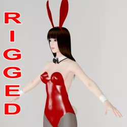 T pose rigged model of Akari in bunny outfit  3D model