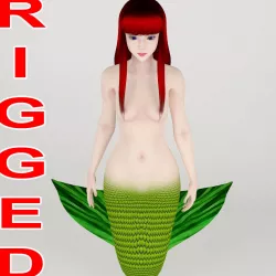 T pose rigged model of little mermaid  3D model