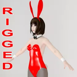 T pose rigged model of Mariko in bunny outfit  3D model