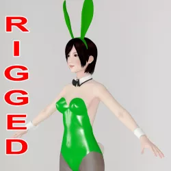 T pose rigged model of Rina in bunny outfit 3D model