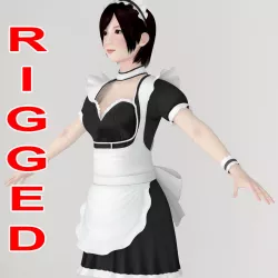 T pose rigged model of Rina in maid outfit  3D model