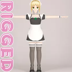 T pose rigged model of Saber maid 3D model