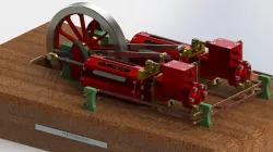 Twin steam engines in factory layout