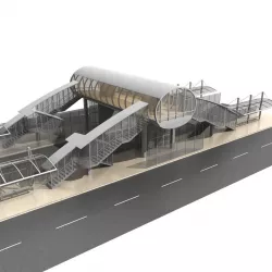 Walk Bridge With Bus Stop and Elevators 1 3D model