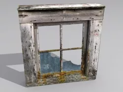 Window 2 broken glass Low-poly  3D model