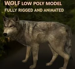 Wolf Rigged and Animated Low-poly  3D model