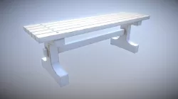 Game Ready Park Bench White Low Poly