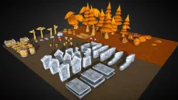 Lowpoly Toon Autumn Forest