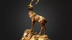 Gold plated Brass Sculpture Bucks Clock 鍍金黃銅雄鹿座鐘