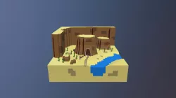 Low Poly Desert and Mine scene