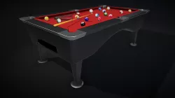 Pool Table with Balls, Cue and Rack