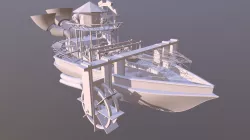 Steam-punk ship with robot