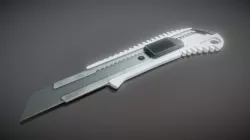 Box Cutter Low Poly White Plastic