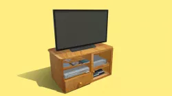 Cabinet with TV, DVD Player, VHS, PS3