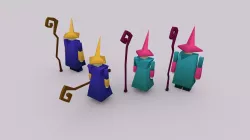 Fantasy Low Poly Medieval Mages Set