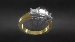 THREE STONE PRINCESS CUT DIAMOND RING