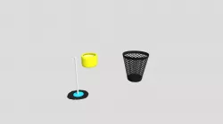 3D Model Mop, Bucket And Garbage Can