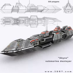 3DRT - Sci-Fi Naval Vessel - Abyss Low-poly  3D model