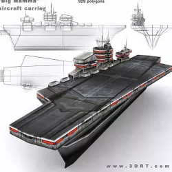3DRT - Sci-Fi Naval Vessel - Aircraft Carrier Big Mamma2 Low-poly  3D model