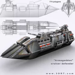 3DRT - Sci-Fi Naval Vessel - Armageddon  Low-poly  3D model