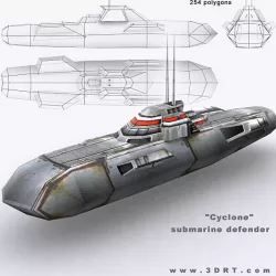 3DRT - Sci-Fi Naval Vessel - Cyclone  Low-poly  3D model