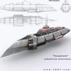 3DRT - Sci-Fi Naval Vessel - Deepblade  Low-poly  3D model