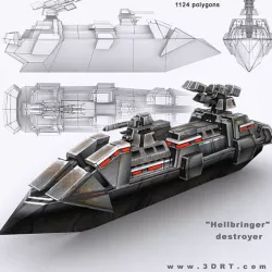 3DRT - Sci-Fi Naval Vessel - Hellbringer2 Low-poly  3D model