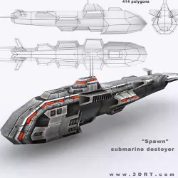 3DRT - Sci-Fi Naval Vessel - Spawn Low-poly  3D model