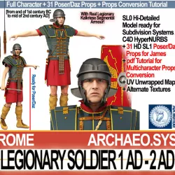 Ancient Rome Legionary Soldier 1 AD 2 AD and Poser Daz Props Set 3D model